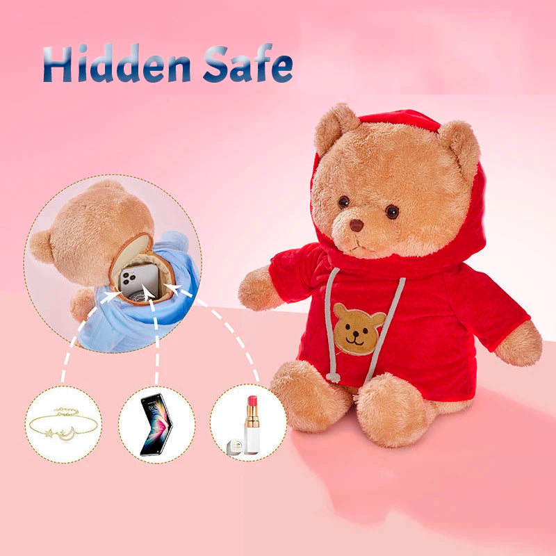 30/40cm Plush Bear Hidden Safe - The Perfect Secret Stash Box for Kids' Treasures and Jewelry