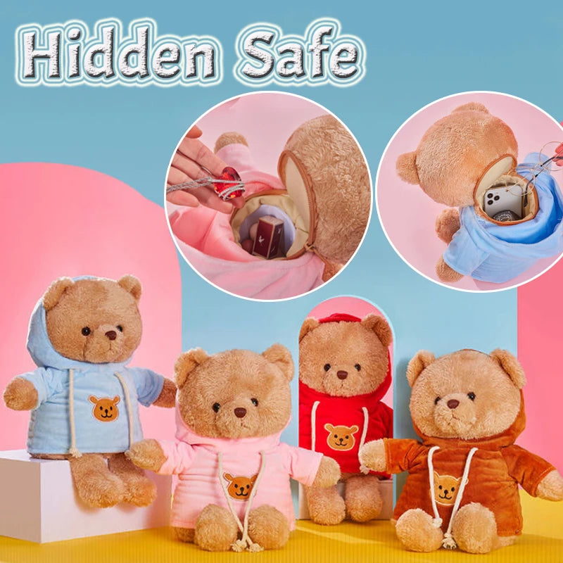 30/40cm Plush Bear Hidden Safe - The Perfect Secret Stash Box for Kids' Treasures and Jewelry