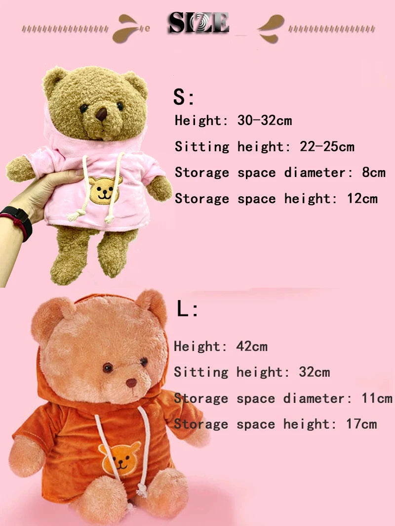 30/40cm Plush Bear Hidden Safe - The Perfect Secret Stash Box for Kids' Treasures and Jewelry